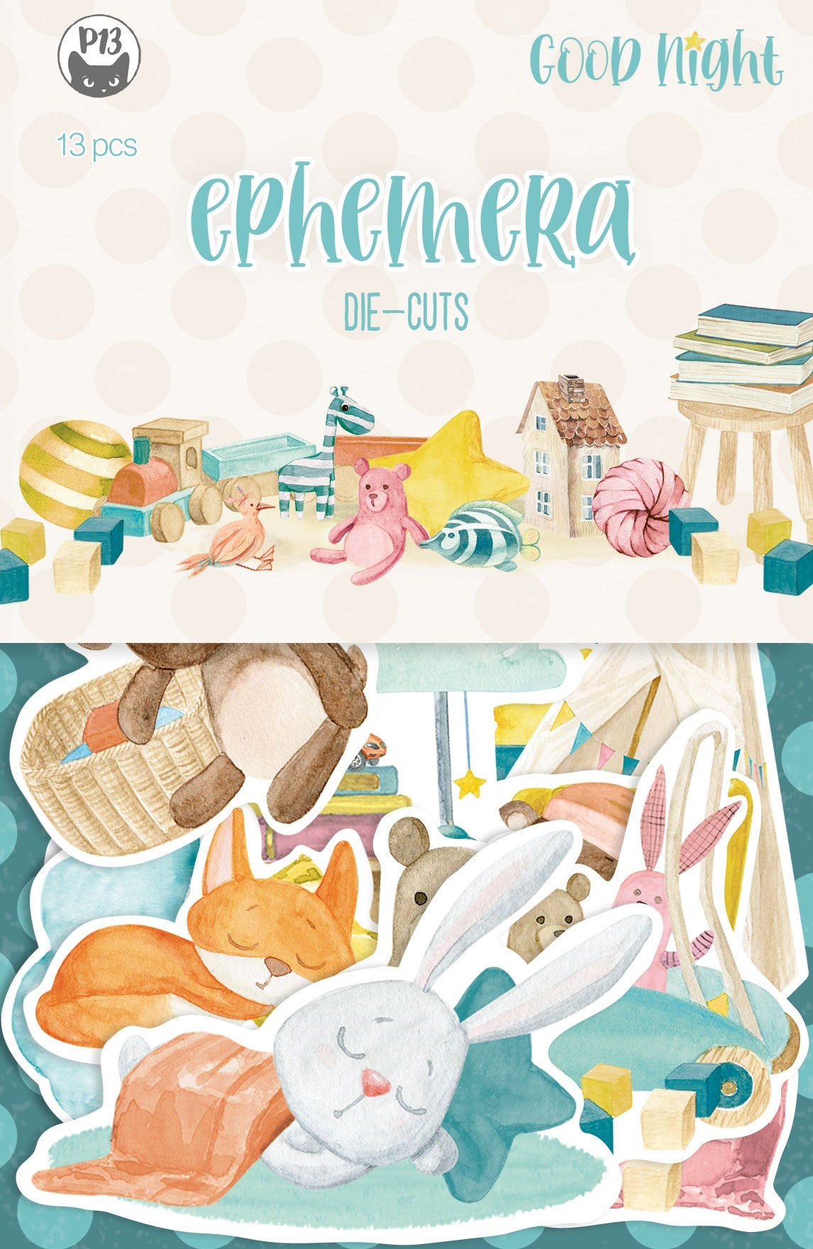 P13 Good Night Ephemera Cardstock Die-Cuts 13/Pkg-