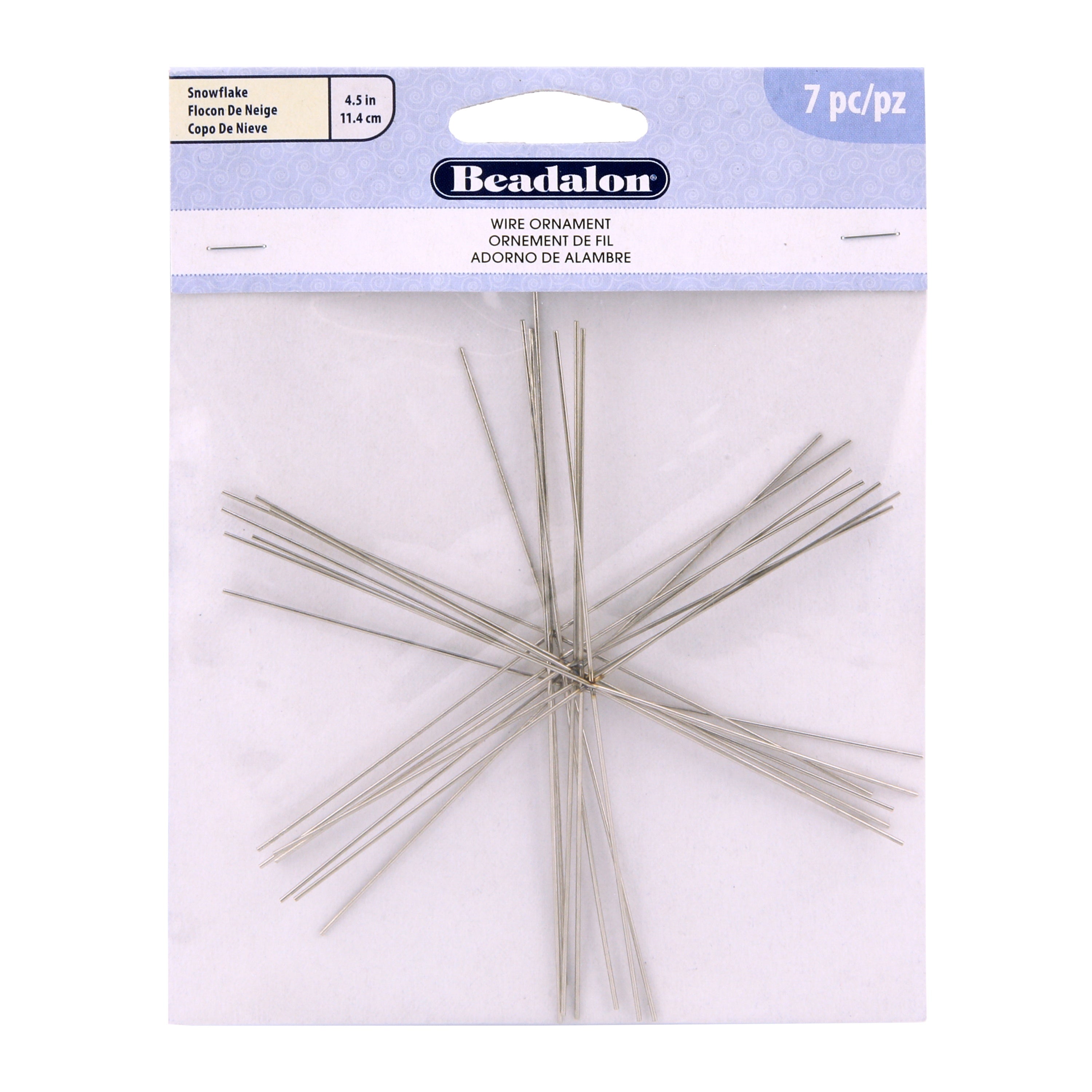 Beadalon Ornament Wire Form 4.5" 0.8mm Diameter 7/Pkg Snowflake