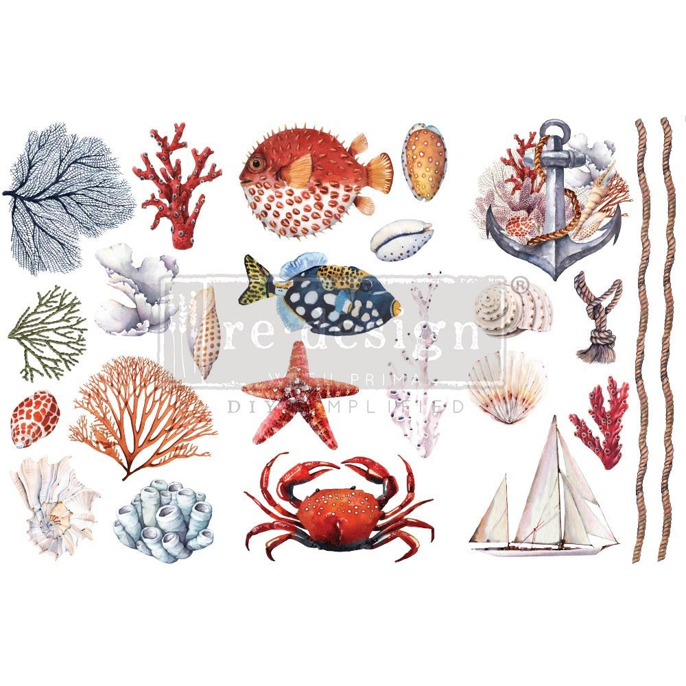 Prima Marketing Re-Design Decor Transfers 6"X12" 3/Sheets-Amazing Sea Life