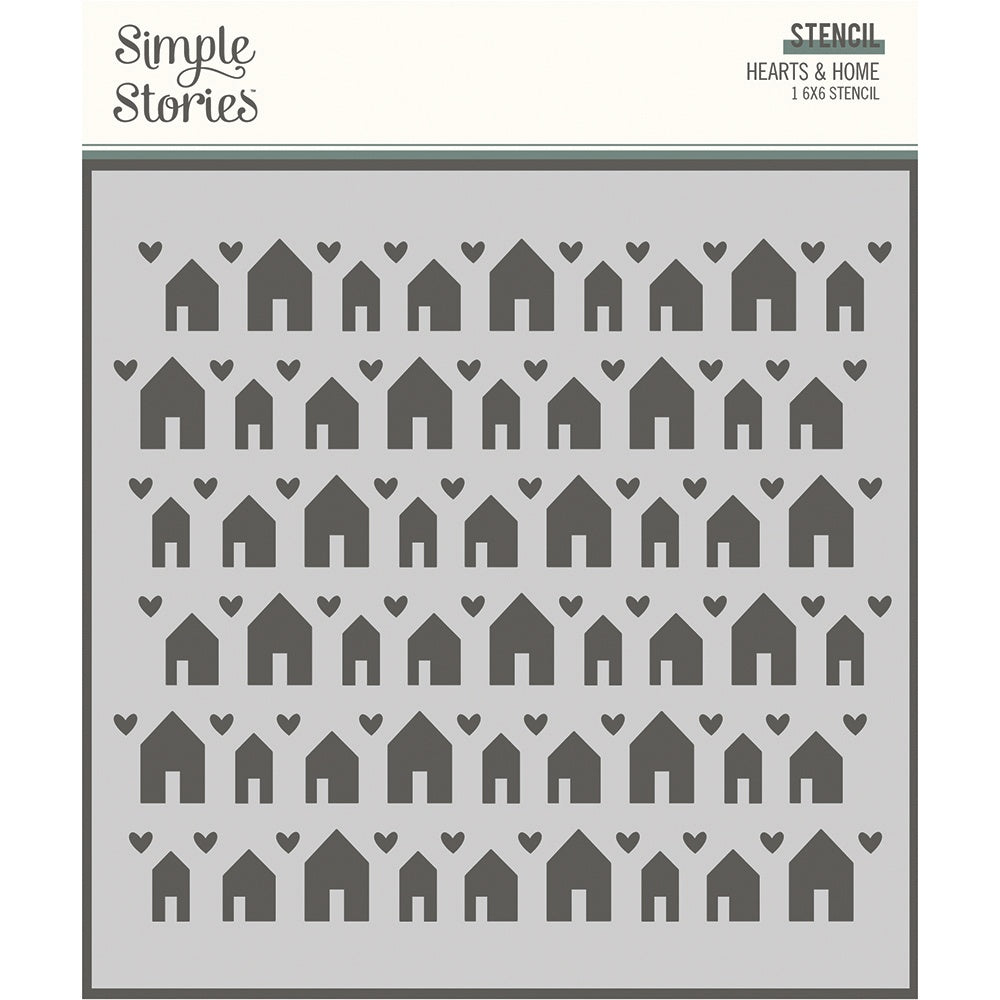 Simple Stories Hearth & Home Stencil 6"X6"-Hearts & Home