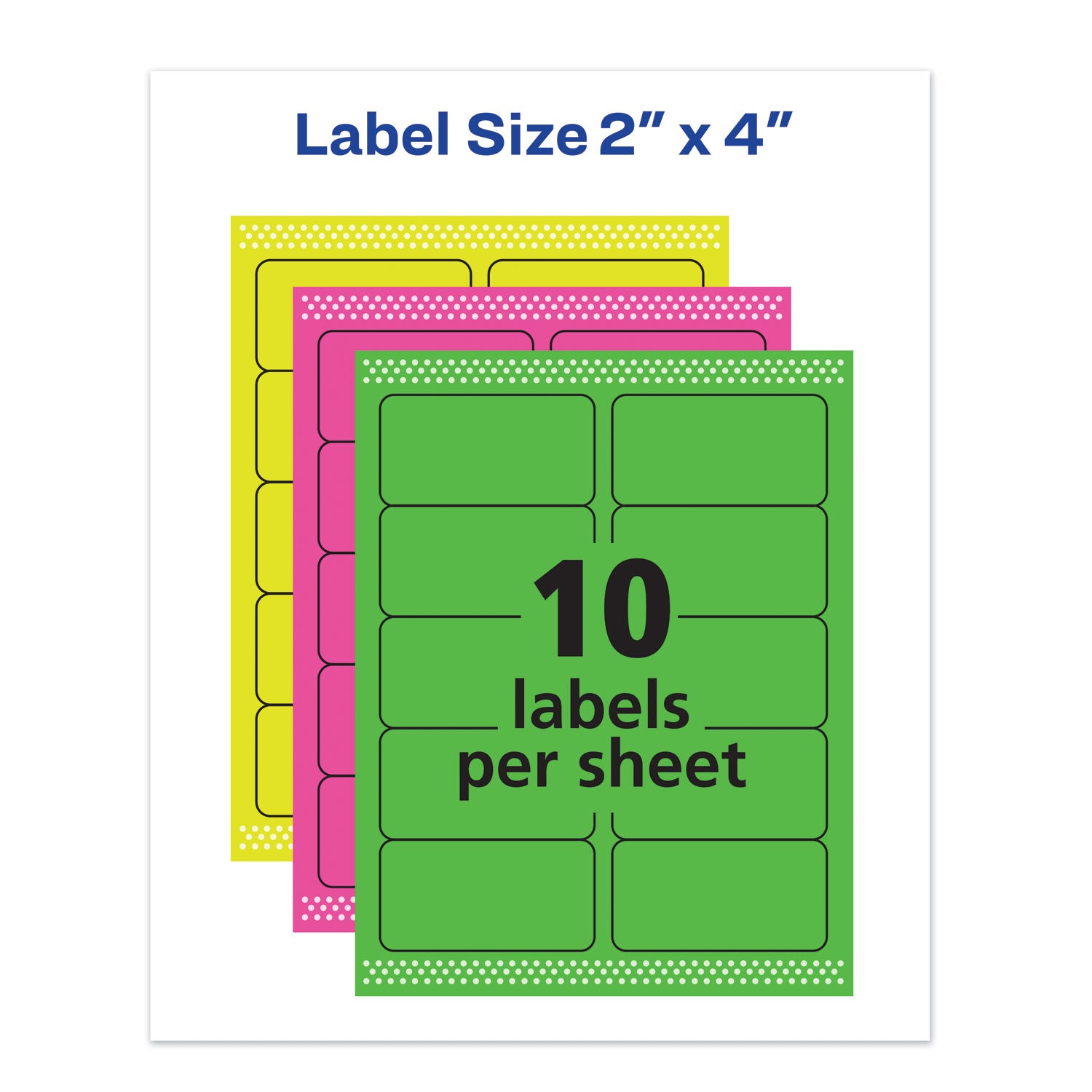 Avery® High-Visibility Permanent ID Labels, Laser, 2 x 4, Asst. Neon, 150/Pack