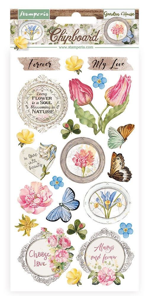 Stamperia Adhesive Chipboard 6"X12"-Elements, Romantic Garden House