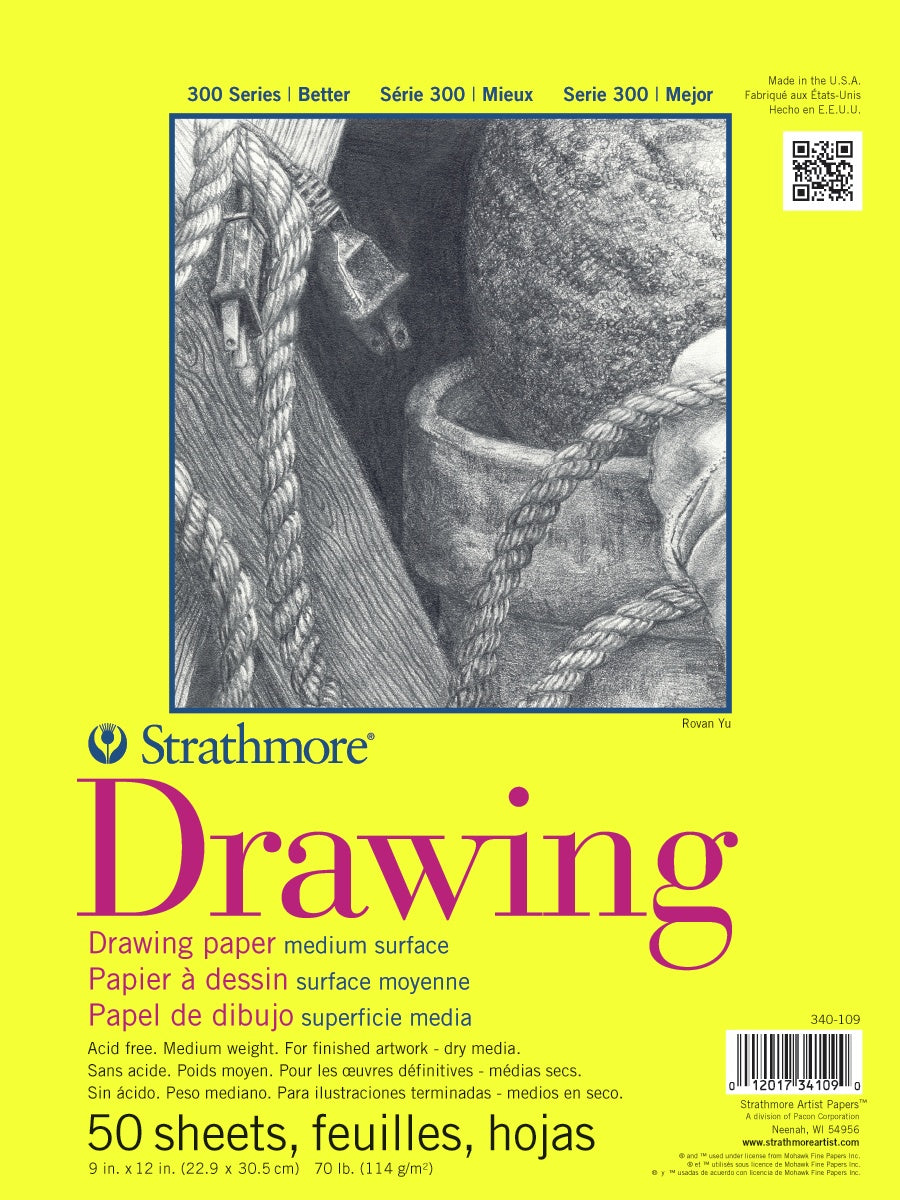 Strathmore Drawing Paper Pad Tape Bound 9"X12"-70lb, 50 Sheets