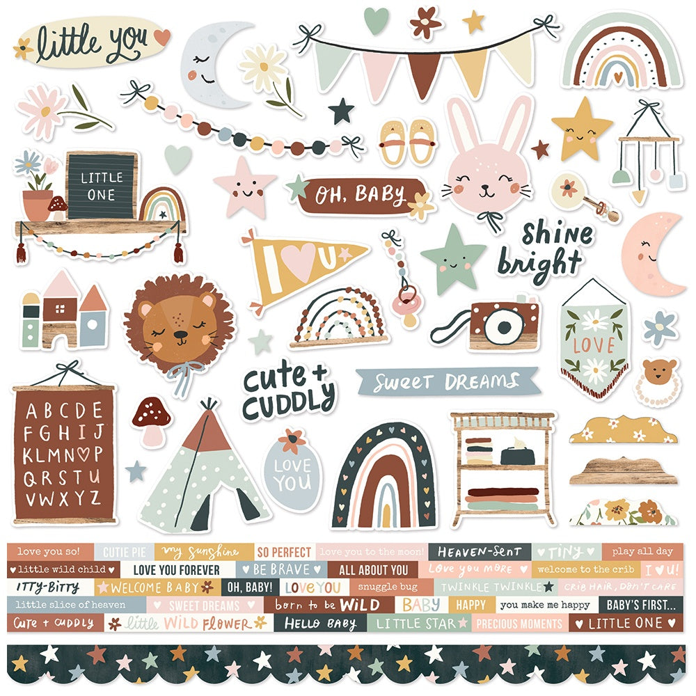 Boho Baby Cardstock Stickers 12"X12"-Combo