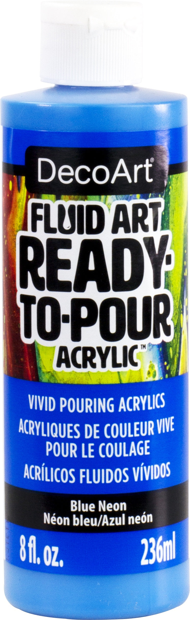 DecoArt FluidArt Ready-To-Pour Acrylic Paint 8oz-Neon Blue