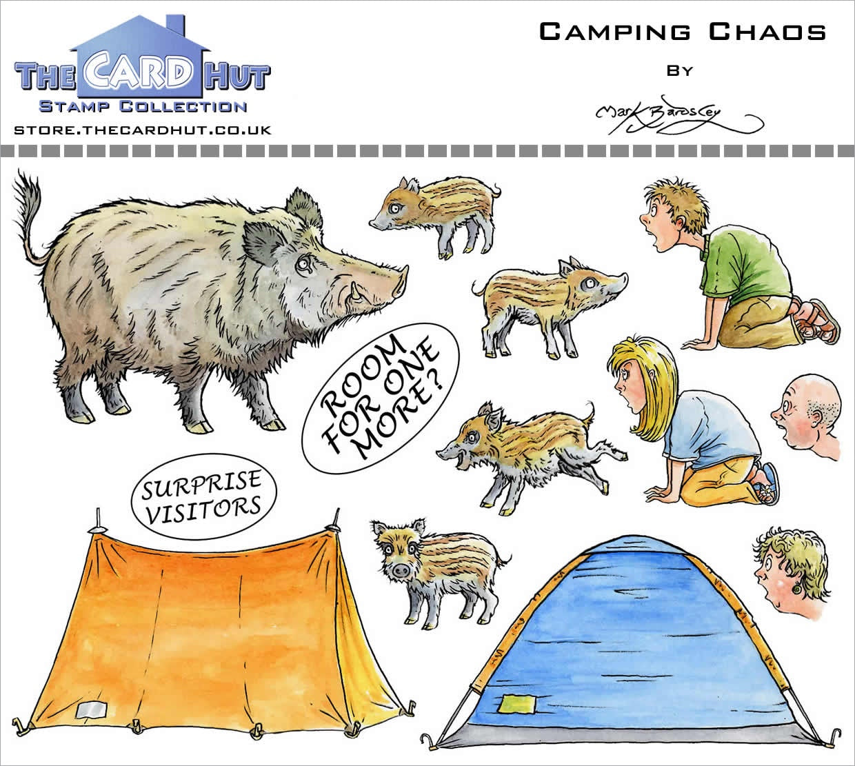 The Card Hut Clear Stamps 4"X6" By Mark Bardsley-Great Outdoors - Camping Chaos