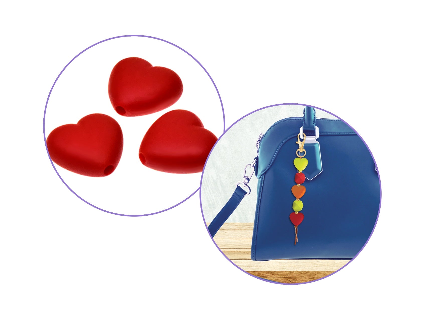 Multicraft Plastic Beads 20g-Heart Red