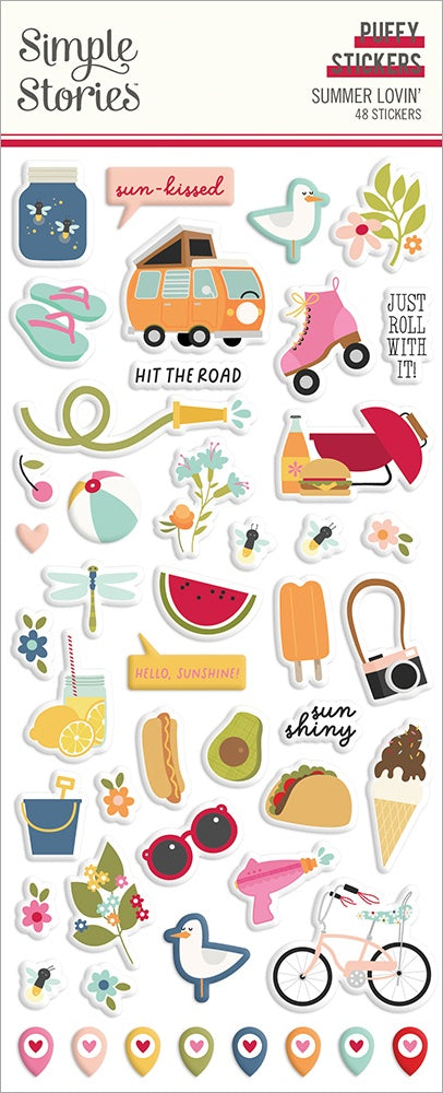 Summer Lovin' Puffy Stickers 48/Pkg-