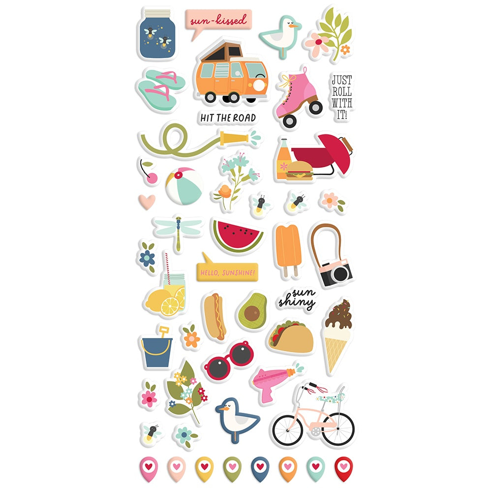 Summer Lovin' Puffy Stickers 48/Pkg-
