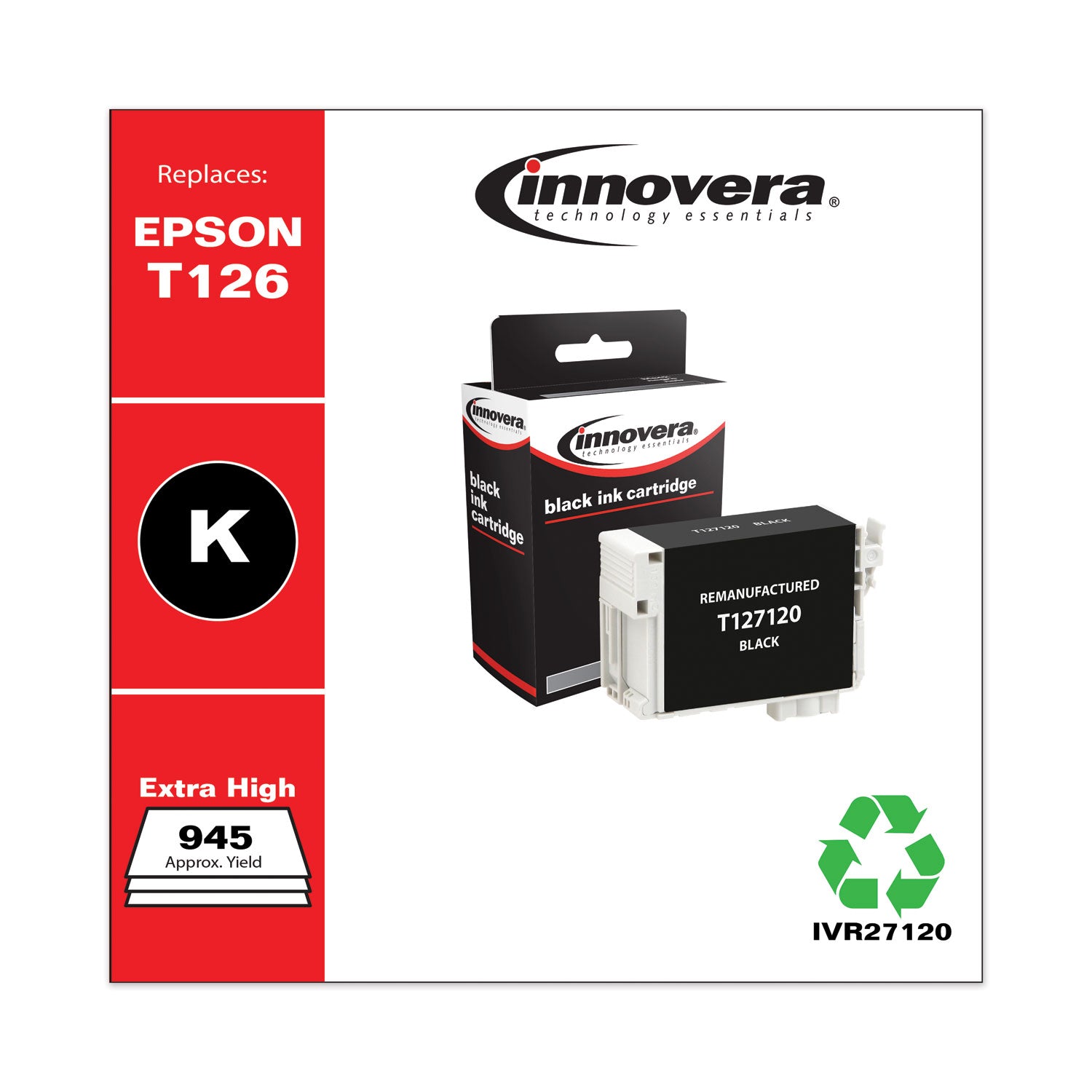 Innovera® Remanufactured T127120 (127) Ink, Black
