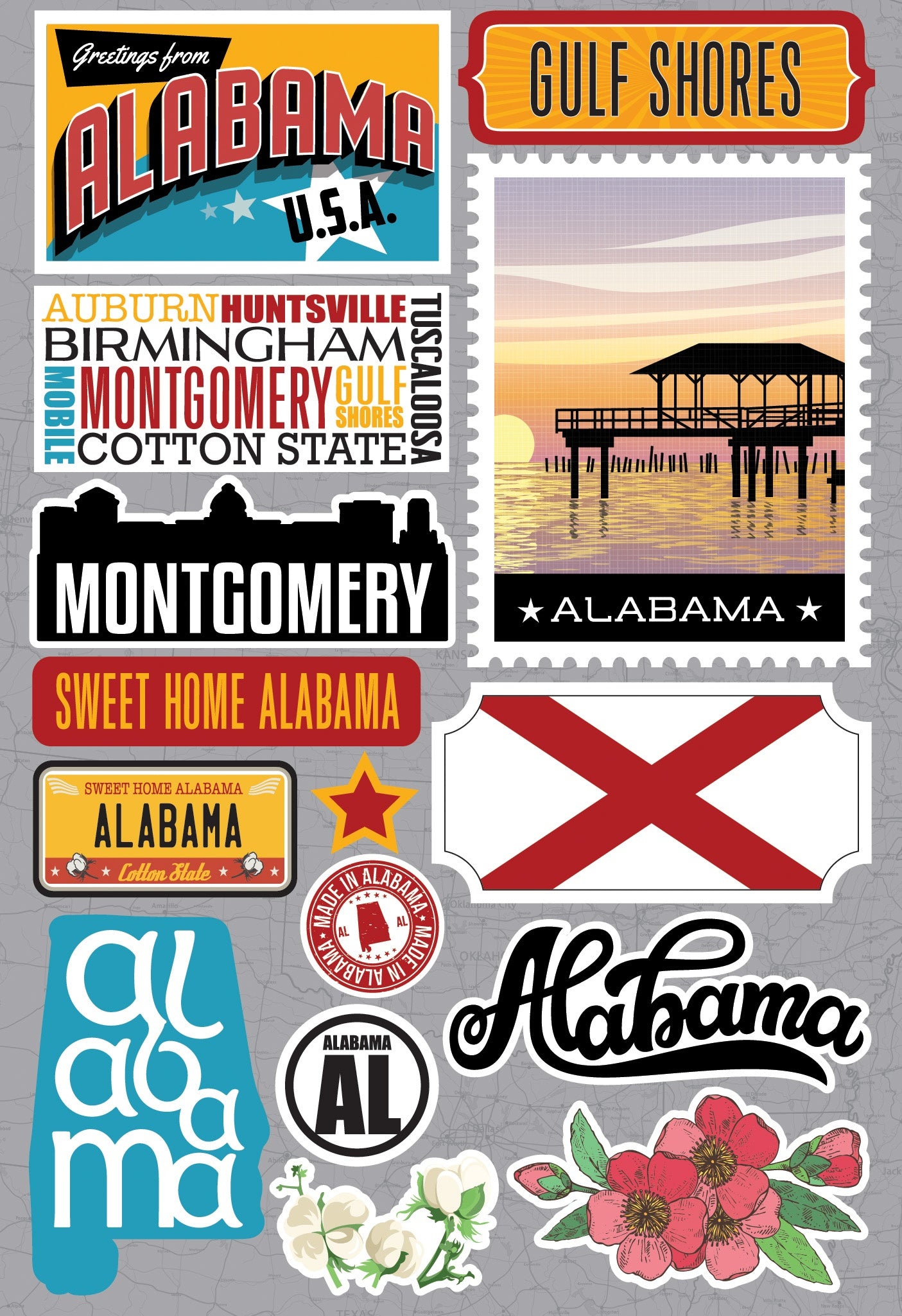 Reminisce Jet Setters 3.0 State Dimensional Stickers-Alabama