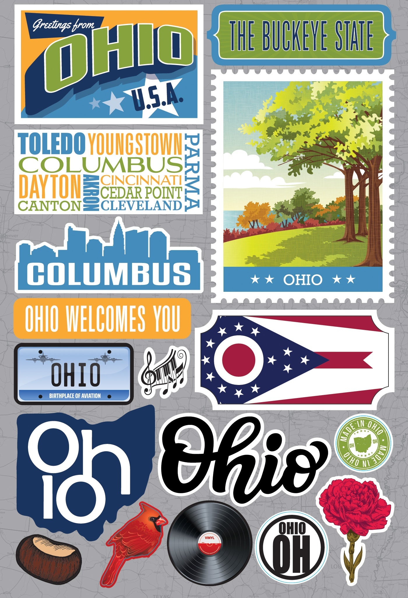 Reminisce Jet Setters 3.0 State Dimensional Stickers-Ohio