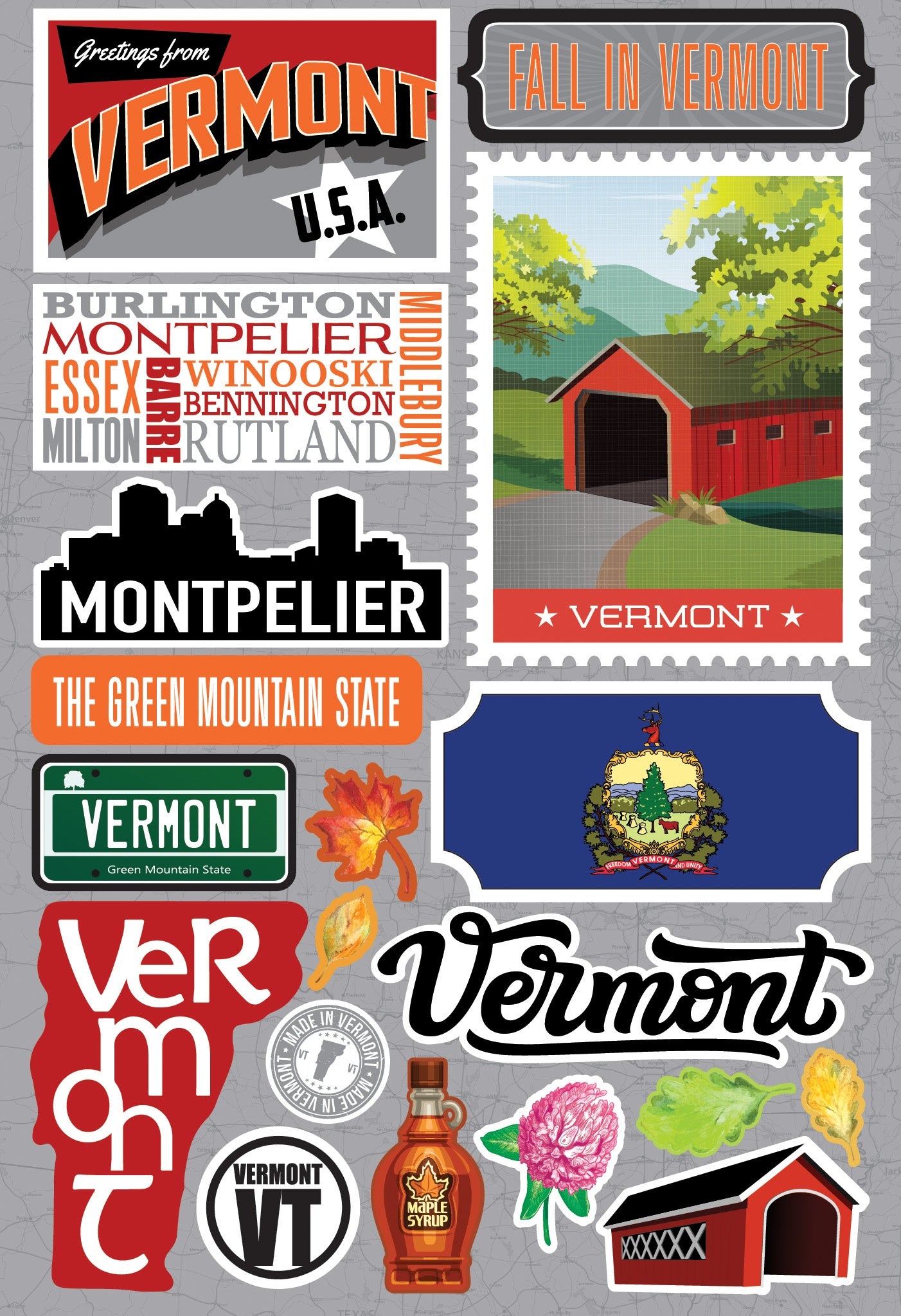 Reminisce Jet Setters 3.0 State Dimensional Stickers-Vermont