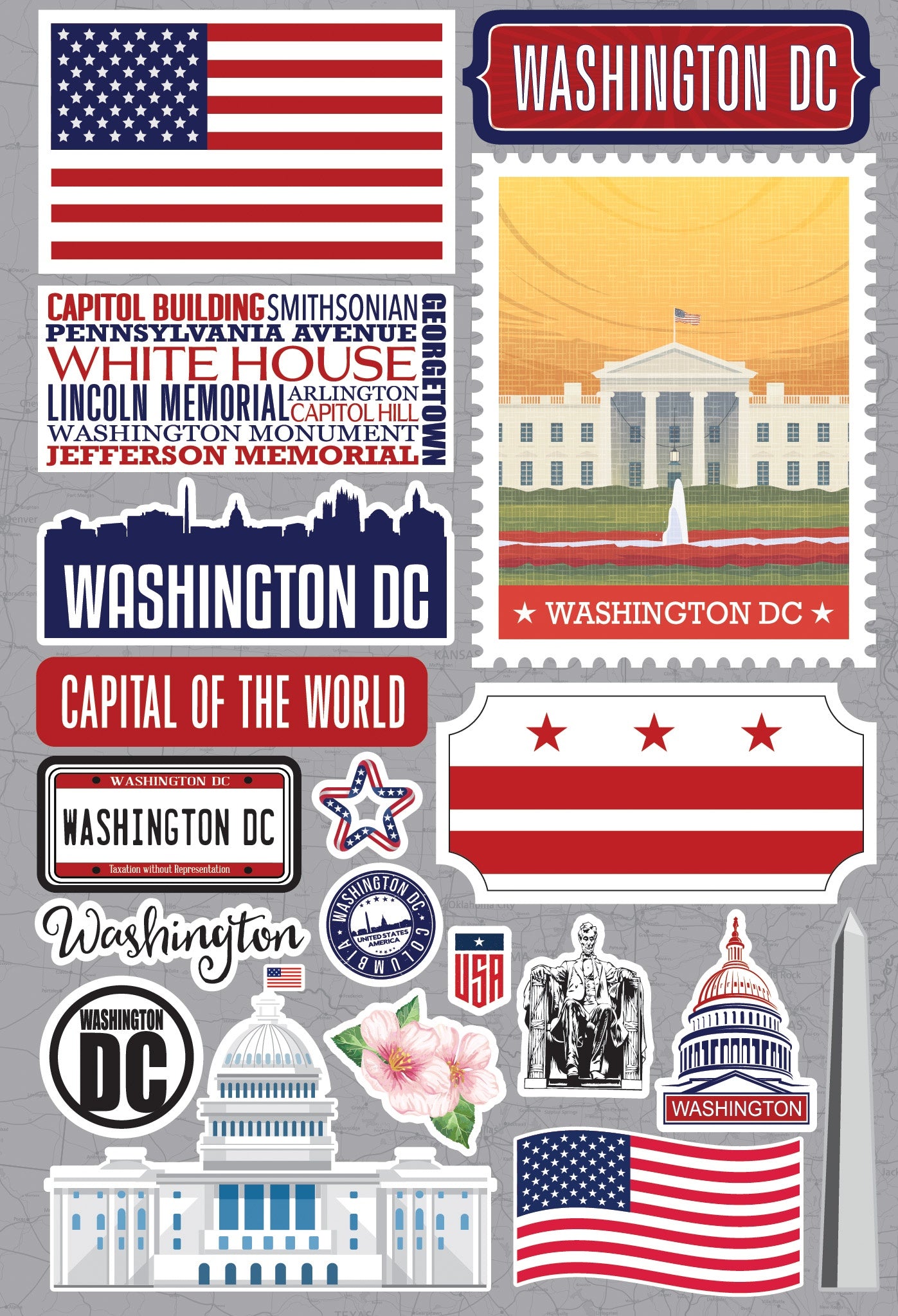 Reminisce Jet Setters 3.0 State Dimensional Stickers-Washington, DC