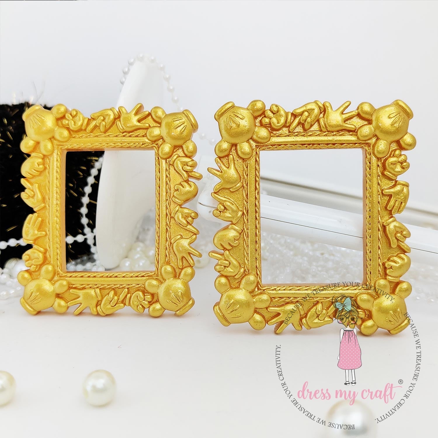 Dress My Craft Miniature Micky Frame 2/Pkg-Gold
