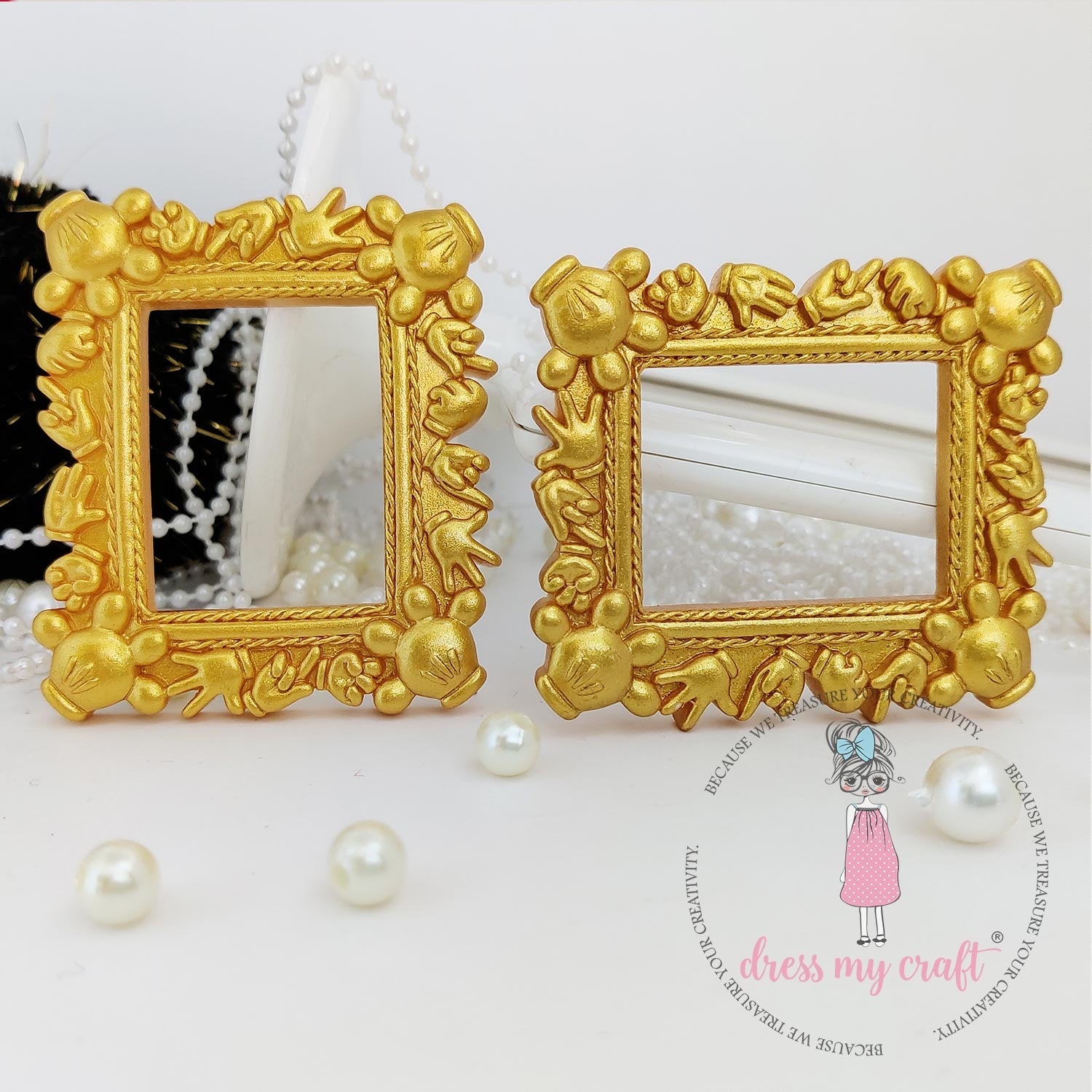 Dress My Craft Miniature Micky Frame 2/Pkg-Gold