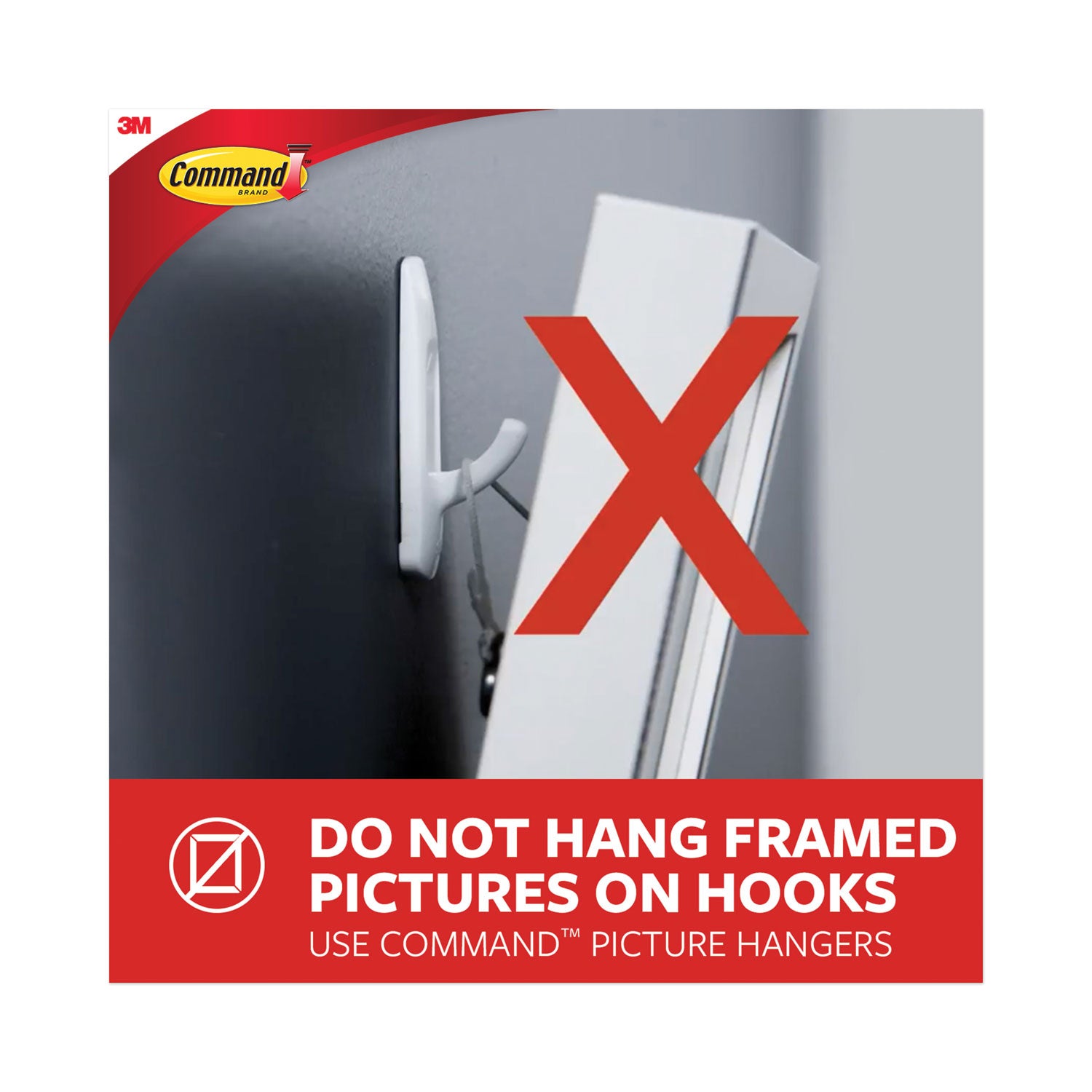 Command™ Universal Picture Hanger, Large, Silver, 5 lb Capacity, 1 Hanger and 4 Strips