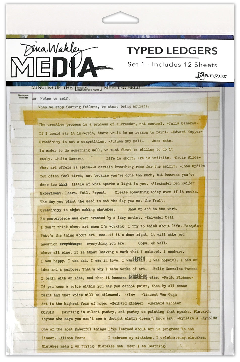 Dina Wakley Media Typed Ledgers 12/Sheets-Set 1