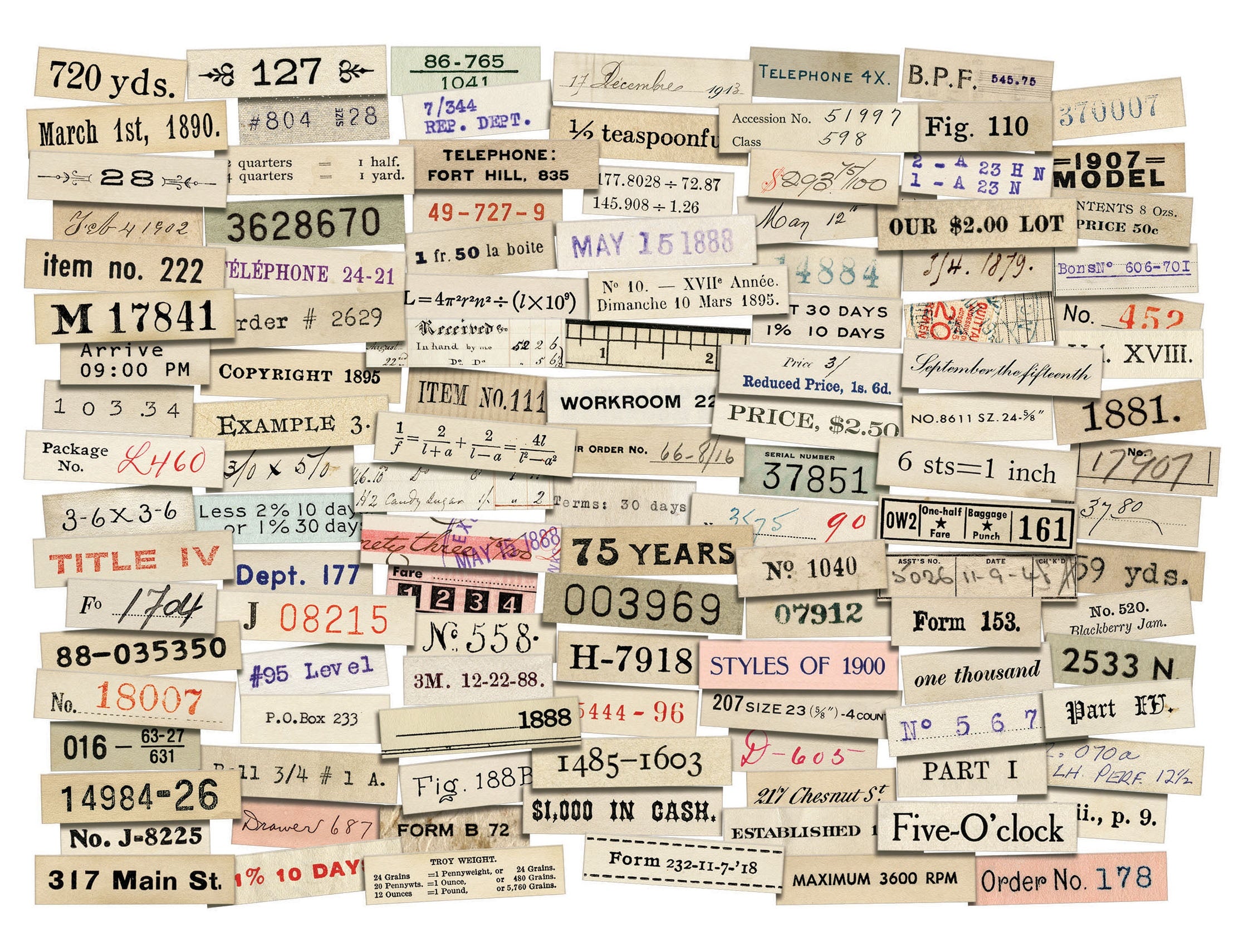 Idea-Ology Ephemera Snippets 119/Pkg-Number Strips