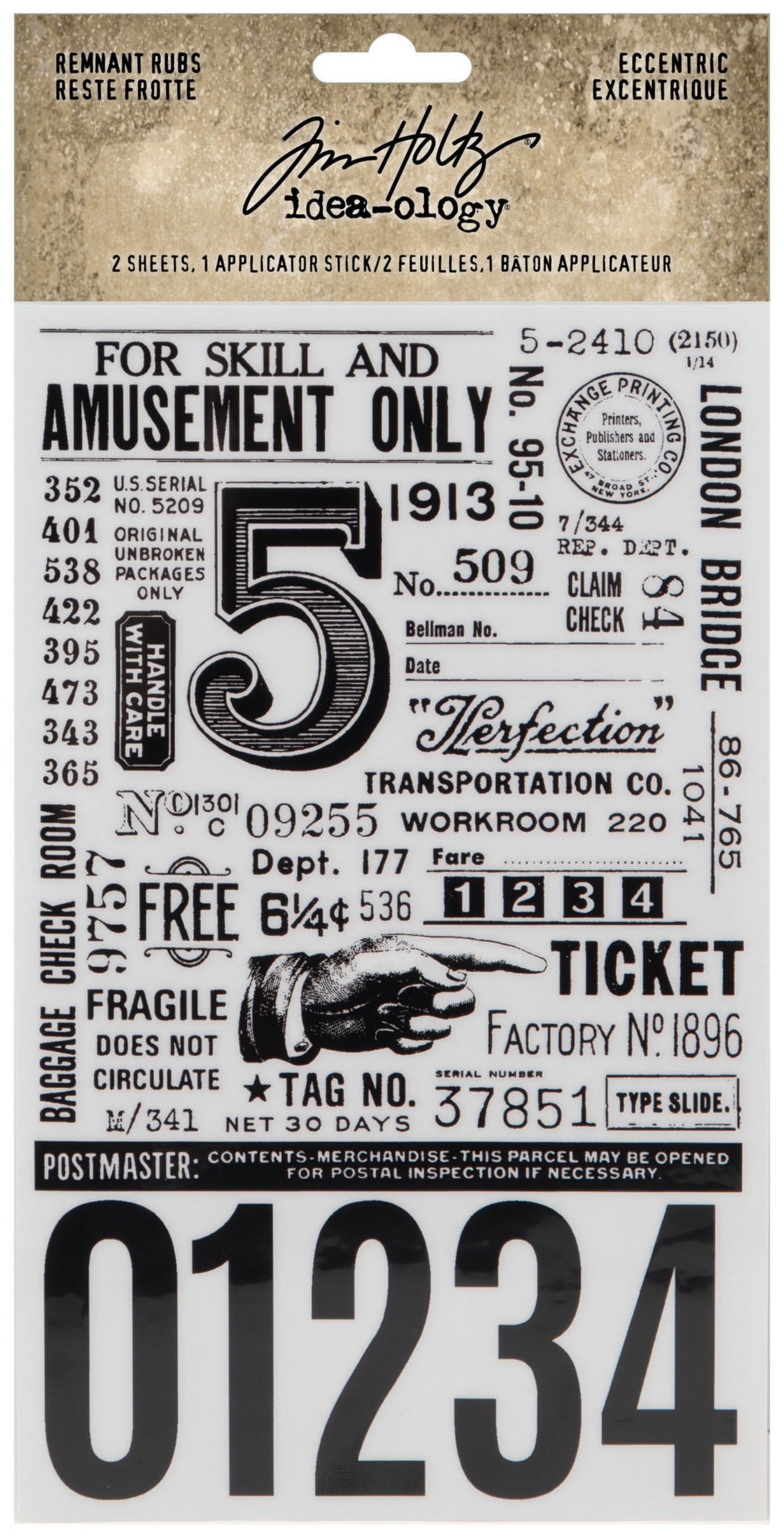 Idea-Ology Remnant Rubs Rub-Ons 4.75"X7.75" 2/Pkg-Eccentric