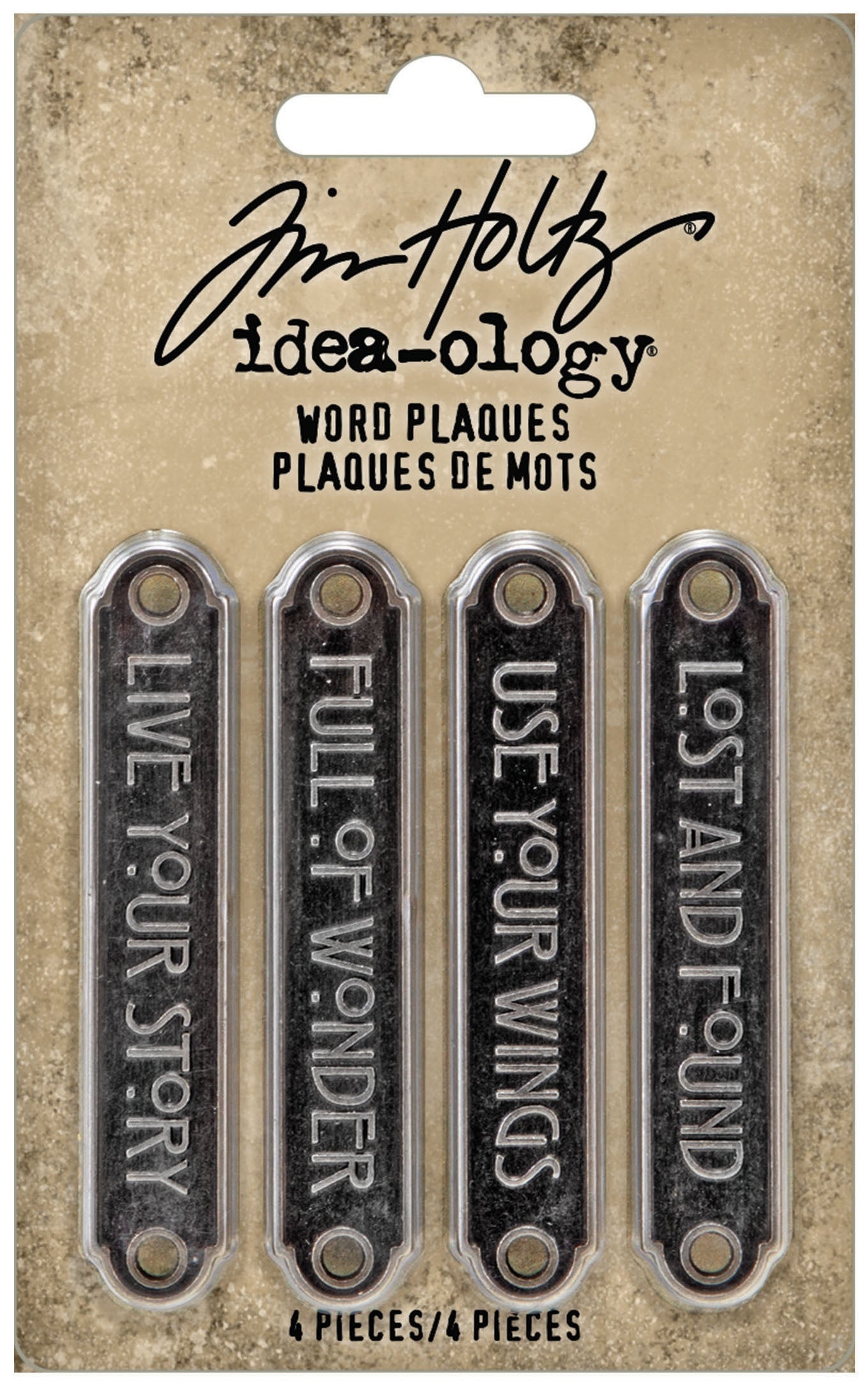 Idea-Ology Metal Word Plaques 4/Pkg