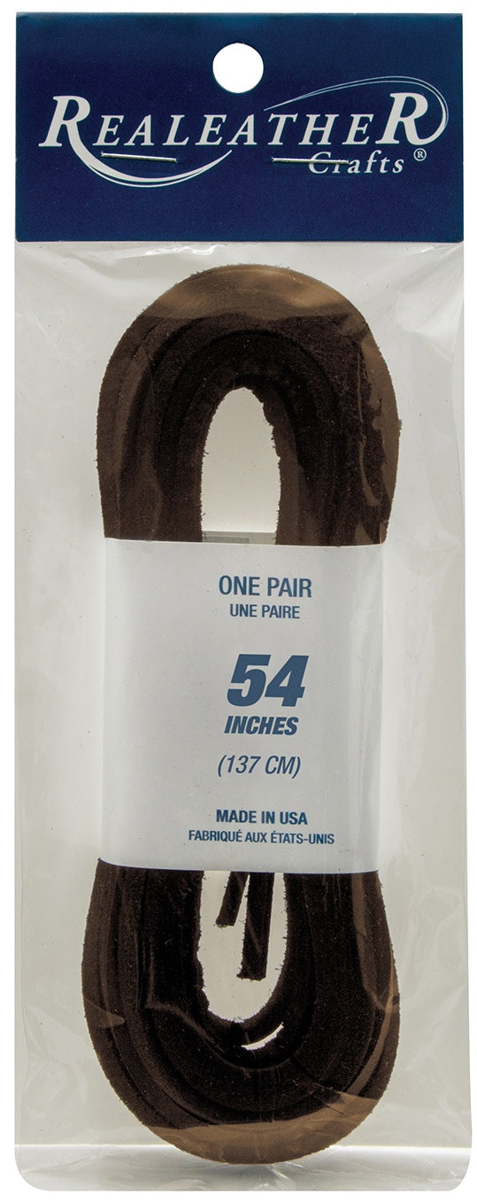 Realeather Packaged Laces 1/8"X54"-Dark Brown