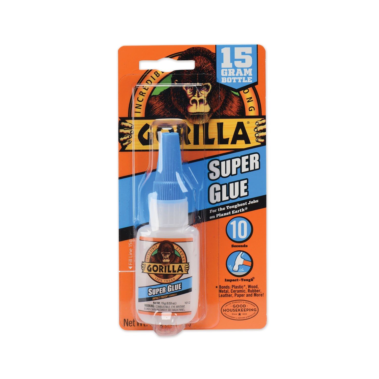 Gorilla Glue® Instant Bond Superglue, 15 g Bottle, Translucent