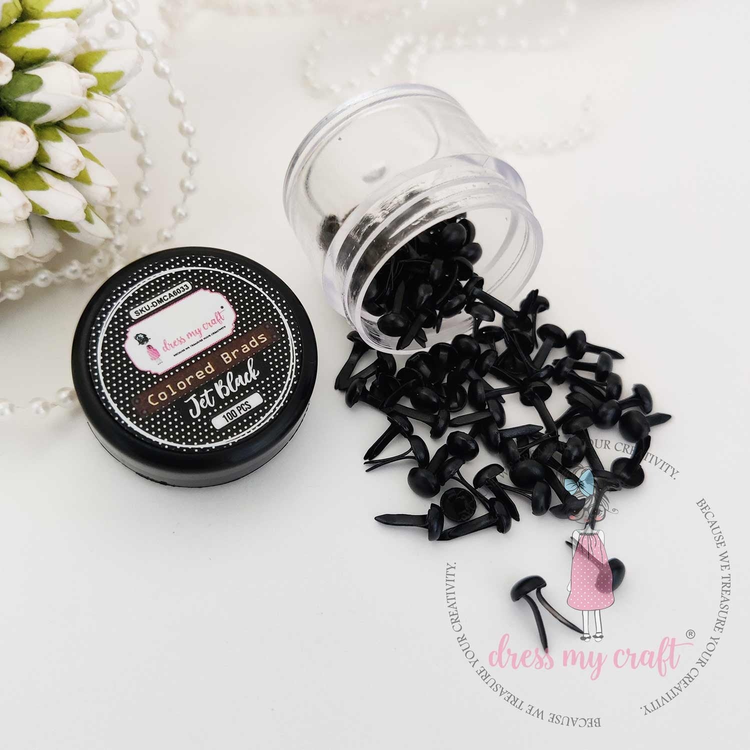 Dress My Craft Brads 10mm 100/Pkg-Jet Black