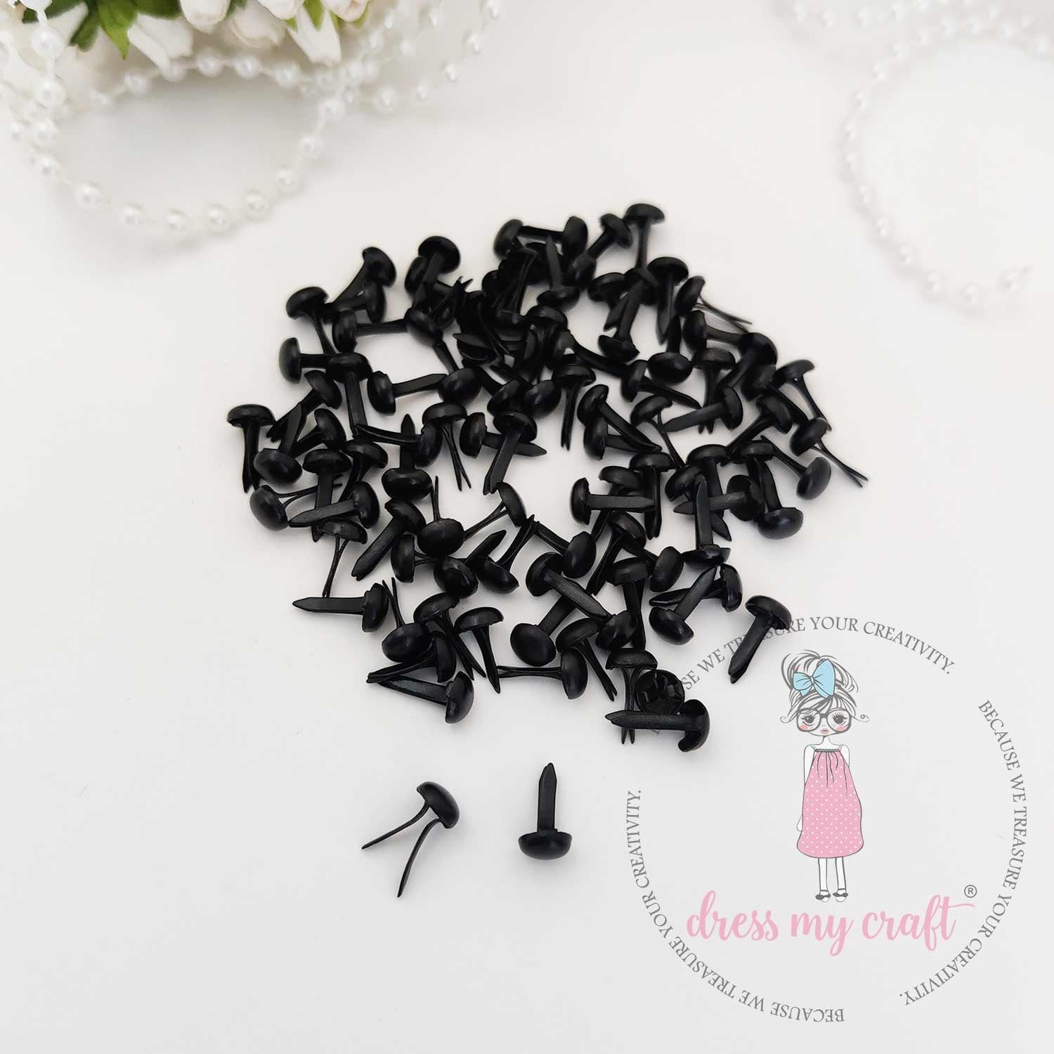Dress My Craft Brads 10mm 100/Pkg-Jet Black
