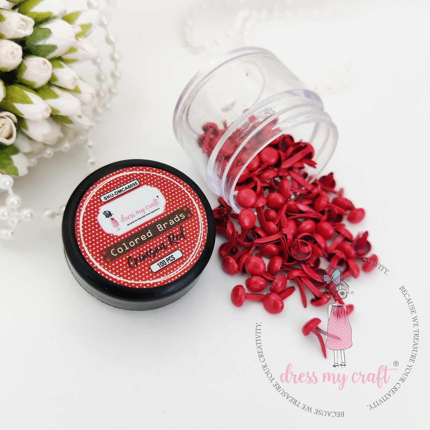Dress My Craft Brads 10mm 100/Pkg-Crimson Red