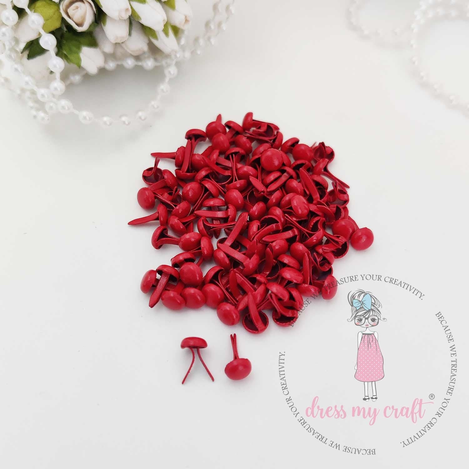 Dress My Craft Brads 10mm 100/Pkg-Crimson Red