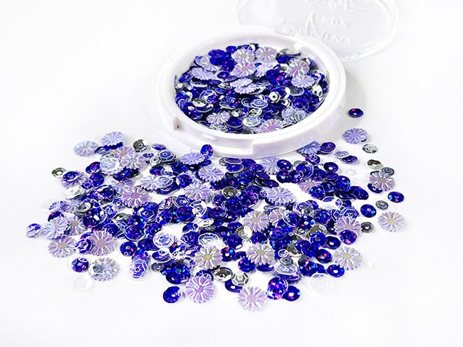 Picket Fence Sequin Mix-Purple Bottlecap Flowers