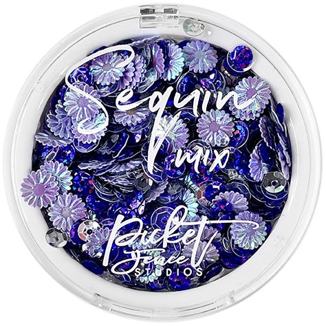 Picket Fence Sequin Mix-Purple Bottlecap Flowers