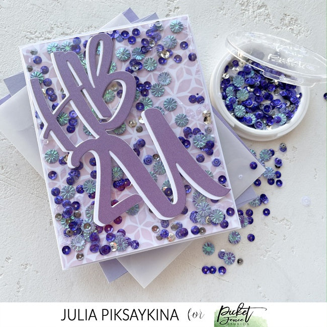 Picket Fence Sequin Mix-Purple Bottlecap Flowers