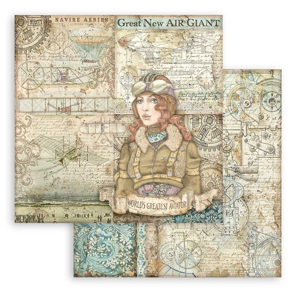Stamperia Double-Sided Paper Pad 8"X8" 10/Pkg-Sir Vagabond Aviator, 10 Designs/1 Each