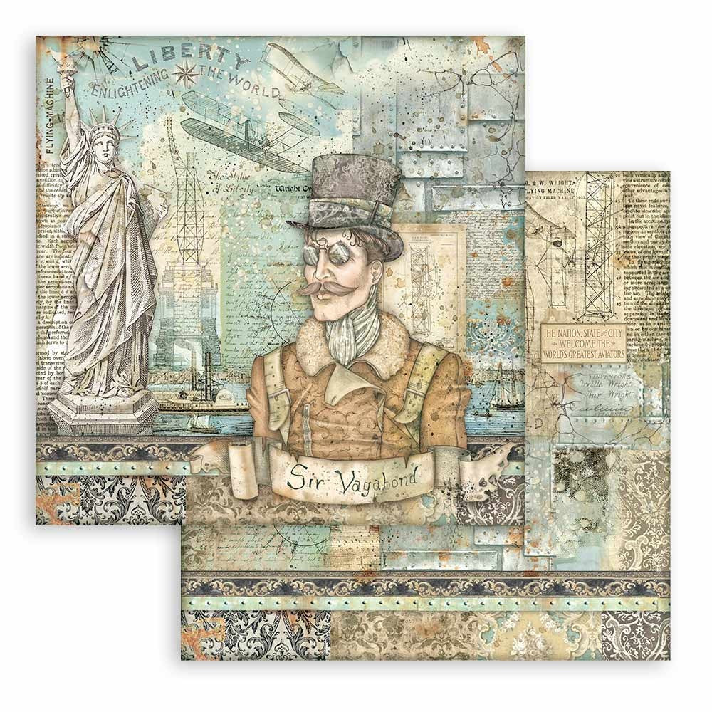 Stamperia Double-Sided Paper Pad 8"X8" 10/Pkg-Sir Vagabond Aviator, 10 Designs/1 Each