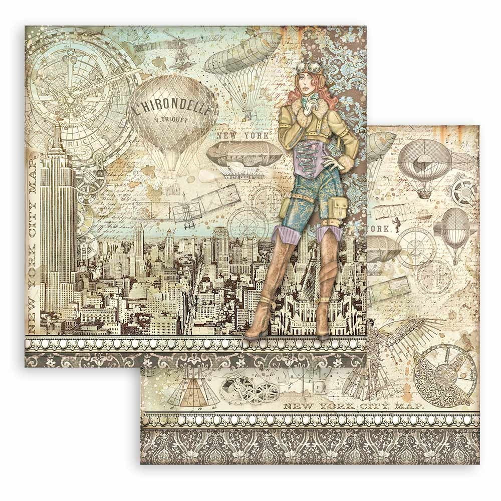 Stamperia Double-Sided Paper Pad 8"X8" 10/Pkg-Sir Vagabond Aviator, 10 Designs/1 Each