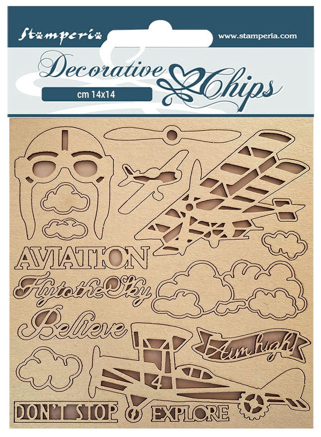 Stamperia Decorative Chips 5.5"X5.5"-Sir Vagabond Aviator Aviation
