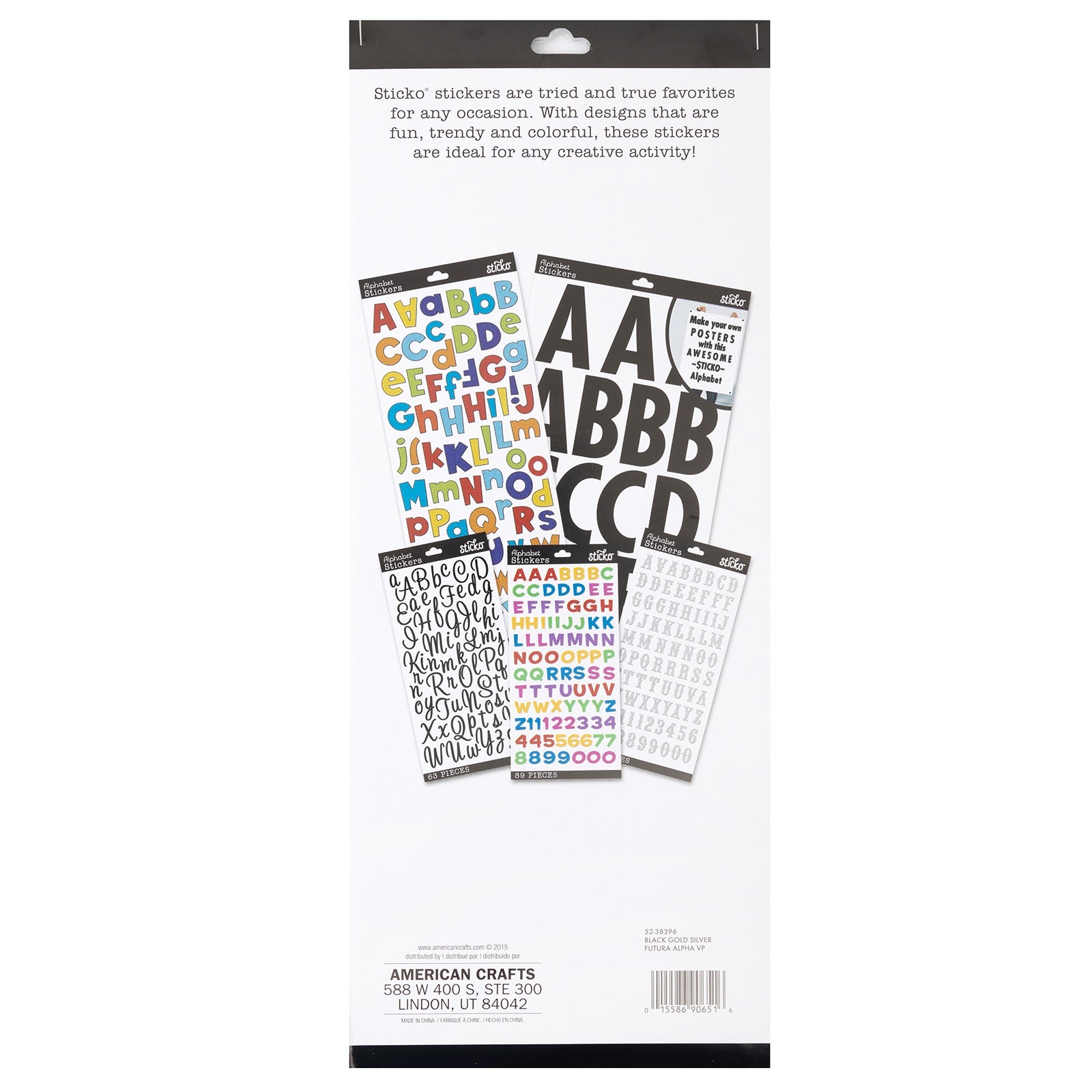 Sticko Alphabet Stickers-Black/Gold/Silver Futura