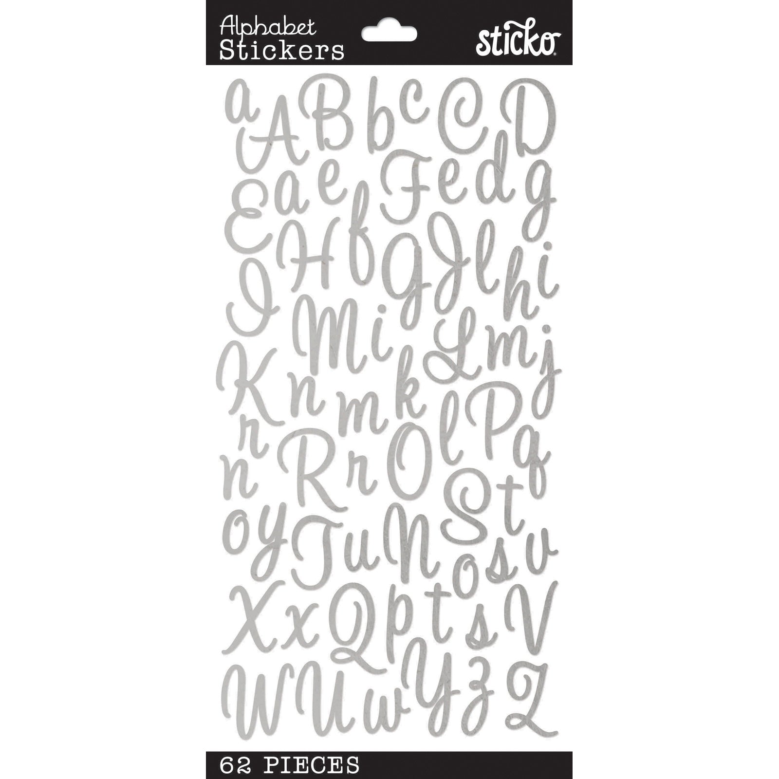 Sticko Alphabet Stickers-Sweetheart Script Silver Foil