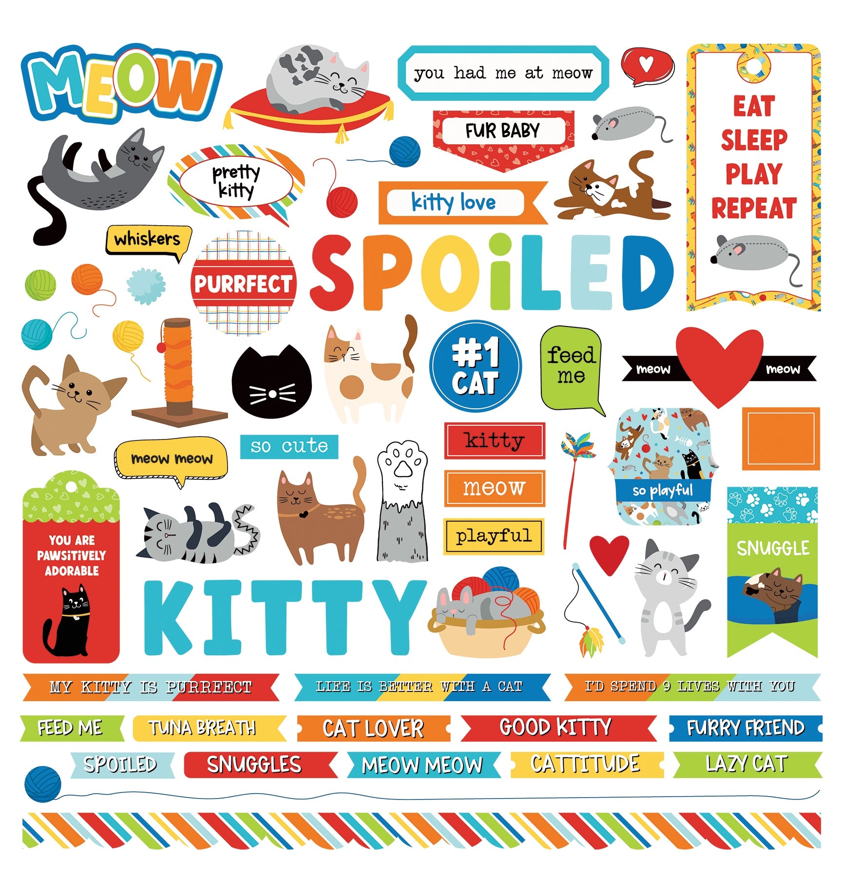 Meow Stickers 12"X12"-Elements