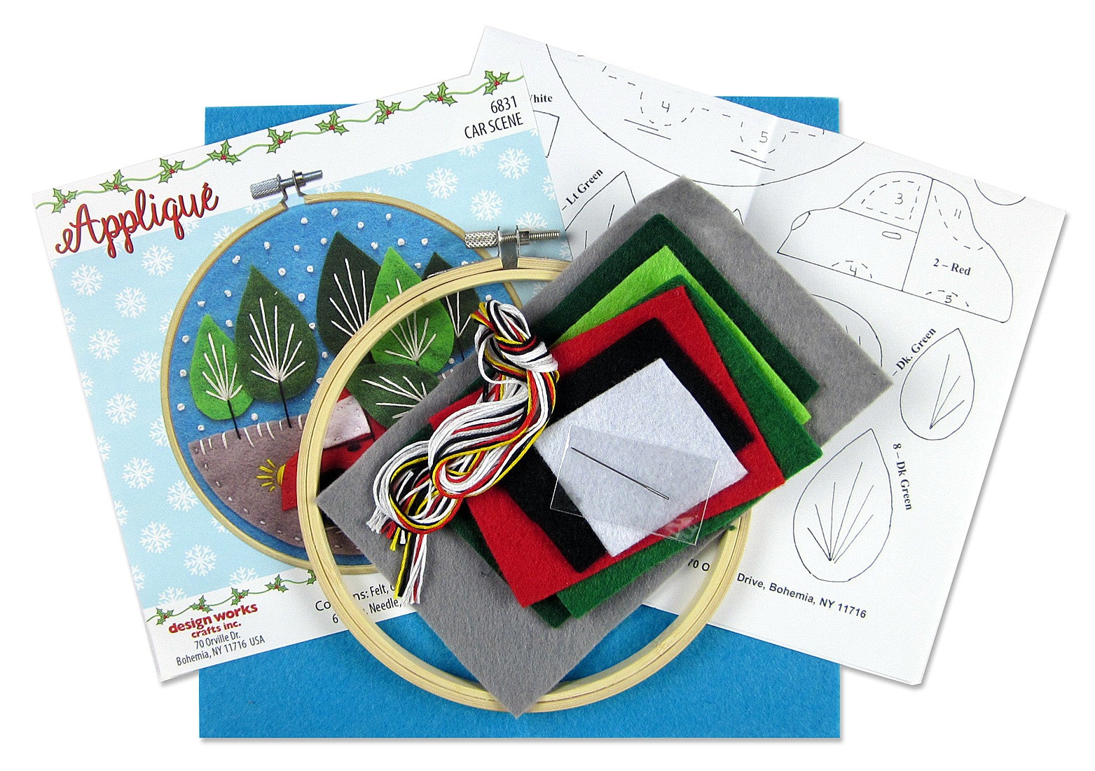 Design Works Felt Applique Kit 6" Round-Car Scene
