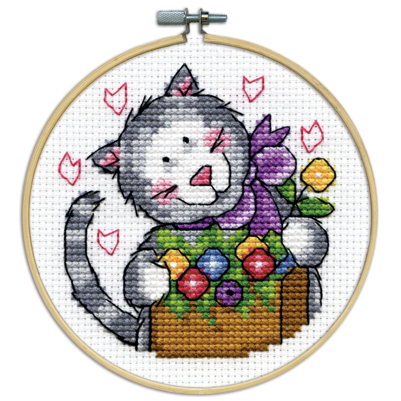 Design Works Counted Cross Stitch Kit 4" Round-Cat (14 Count)