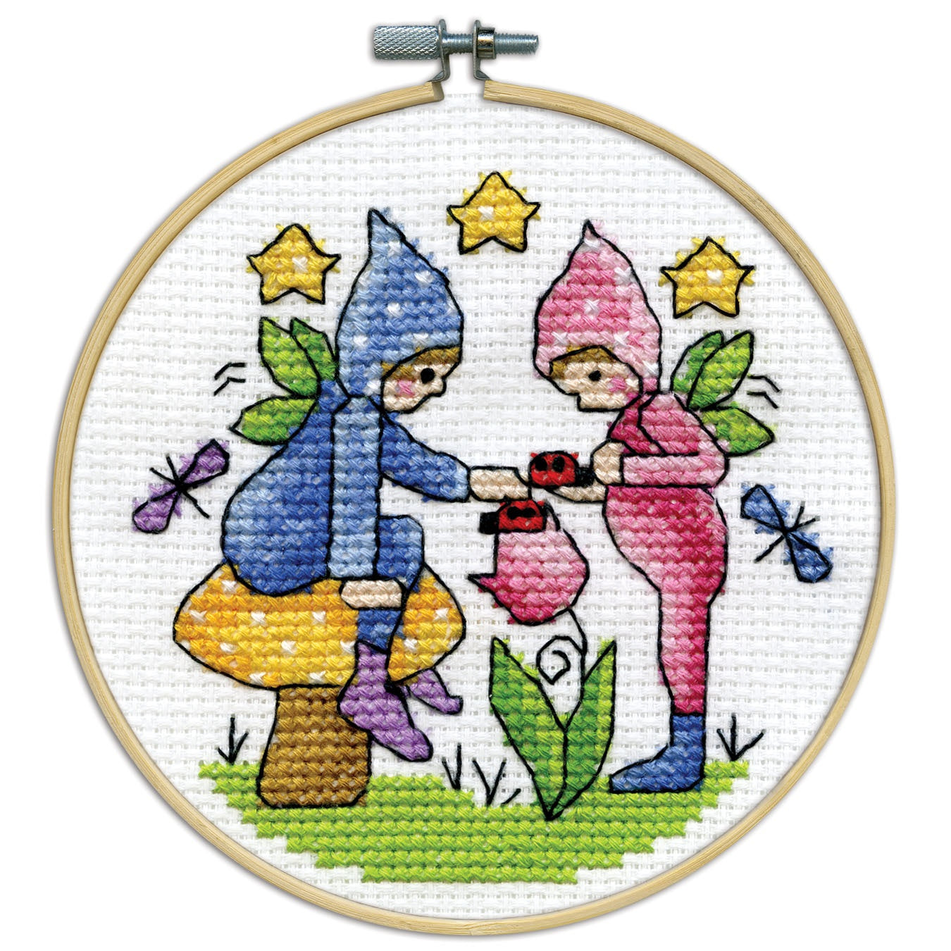 Design Works Counted Cross Stitch Kit 4" Round-Elves (14 Count)