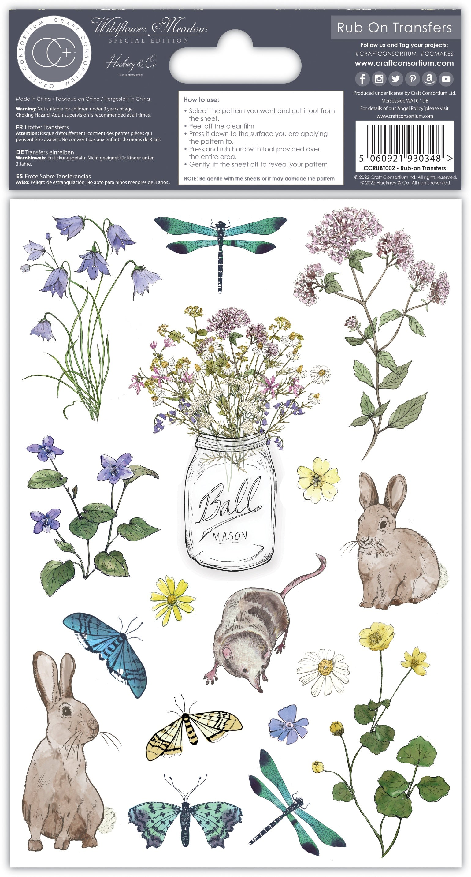 Craft Consortium Rub-On Transfers 2/Pkg-Wildflower Meadow