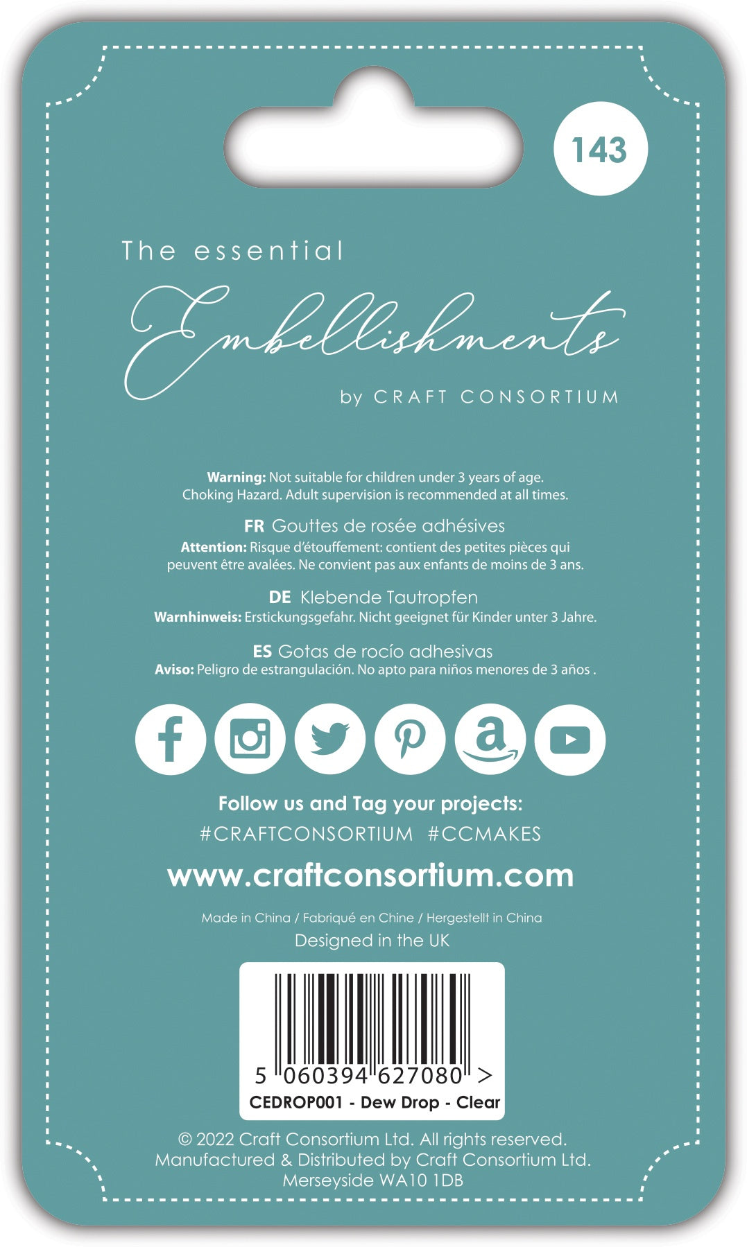 Craft Consortium Essential Adhesive Dew Drops 143/Pkg-Clear
