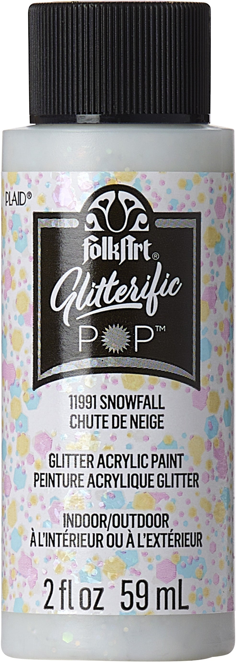 Folkart Glitterific Pop Acrylic Paint 2oz-Snowfall
