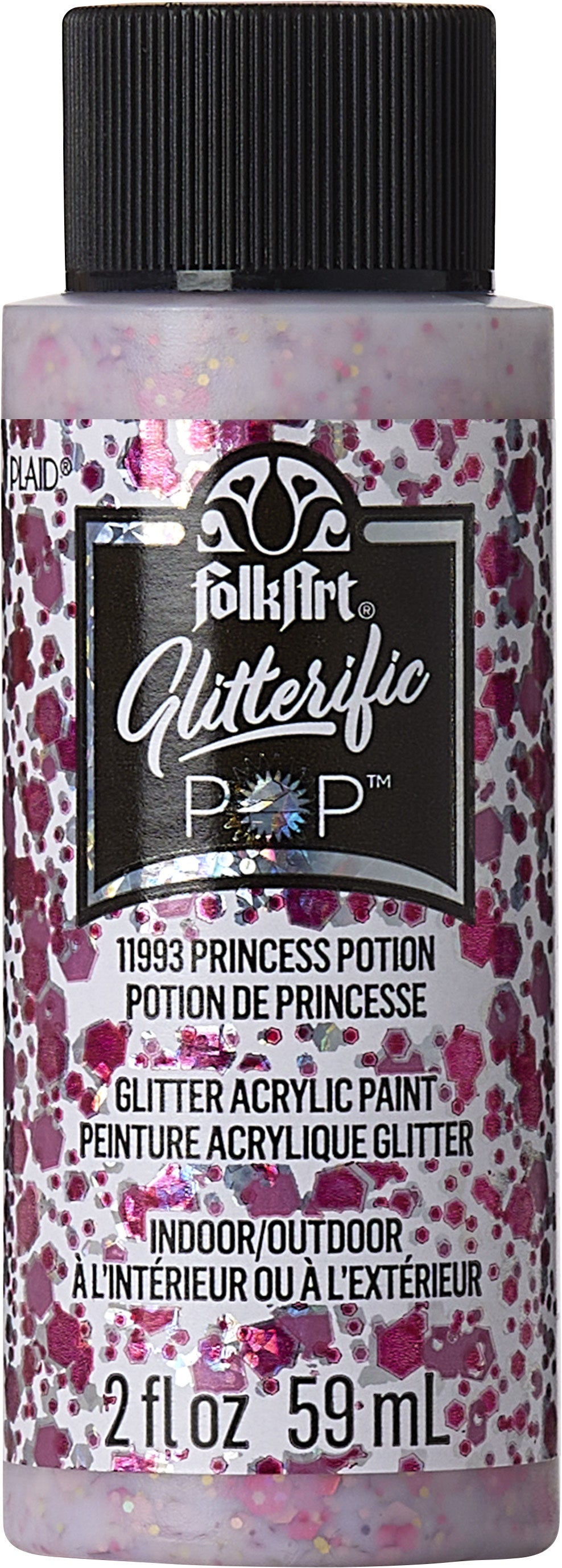 Folkart Glitterific Pop Acrylic Paint 2oz-Princess Potion