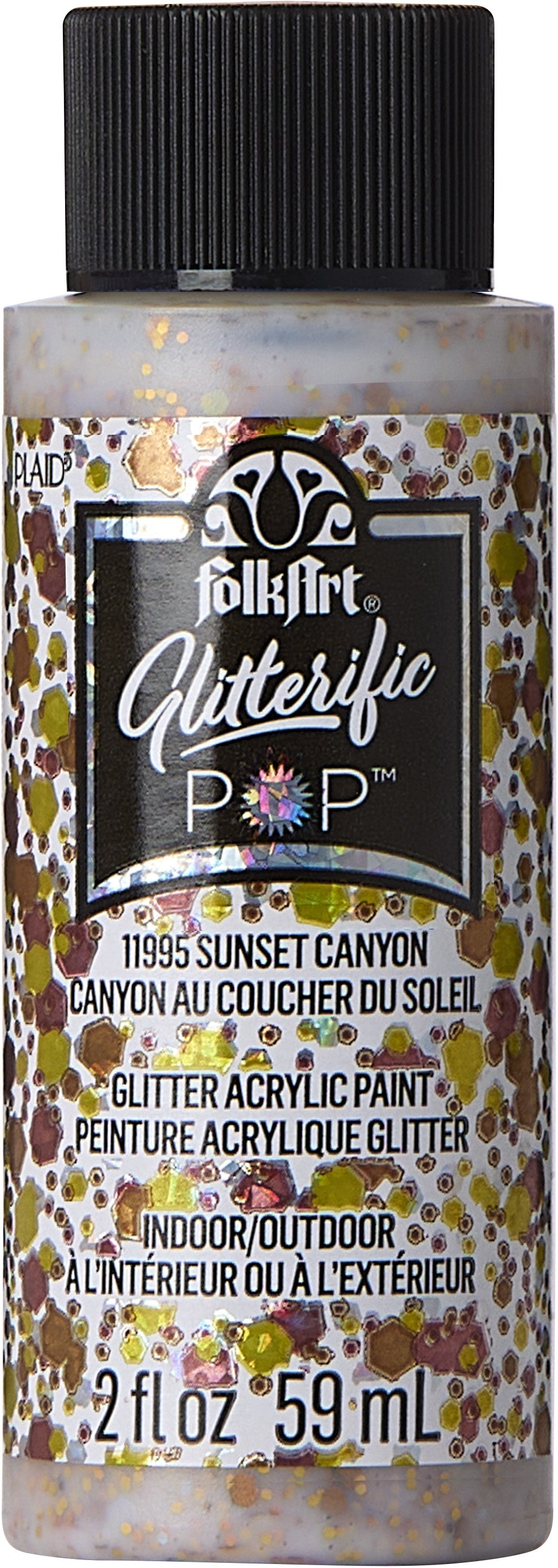 Folkart Glitterific Pop Acrylic Paint 2oz-Sunset Canyon