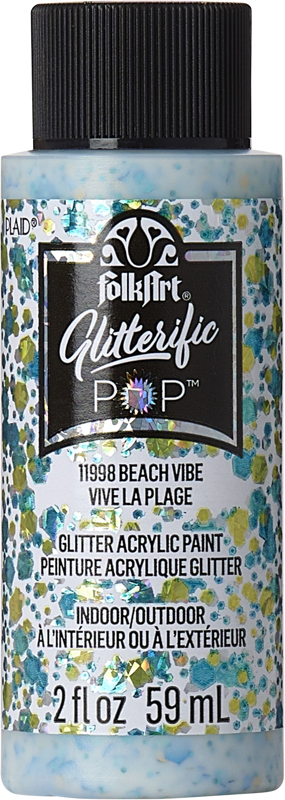 Folkart Glitterific Pop Acrylic Paint 2oz-Beach Vibe